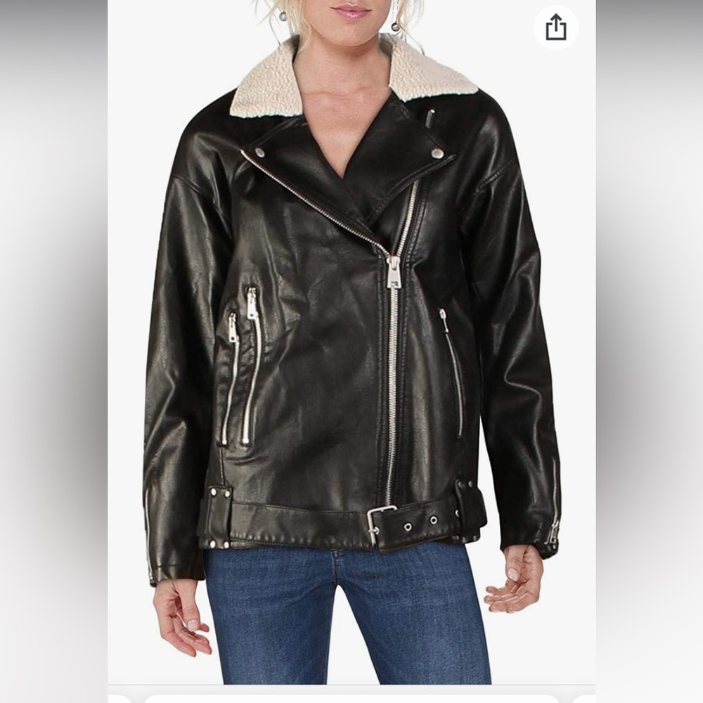 Levi’s Women's Oversized Faux Leather Belted Motorcycle Jacket